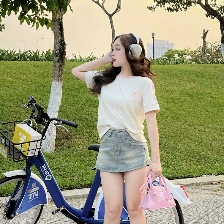 Áo Thun Baby Tee Thêu Chữ N Ringer Tee, Chất Cotton 100% Phong Cách Unisex A1 | BigBuy360 - bigbuy360.vn