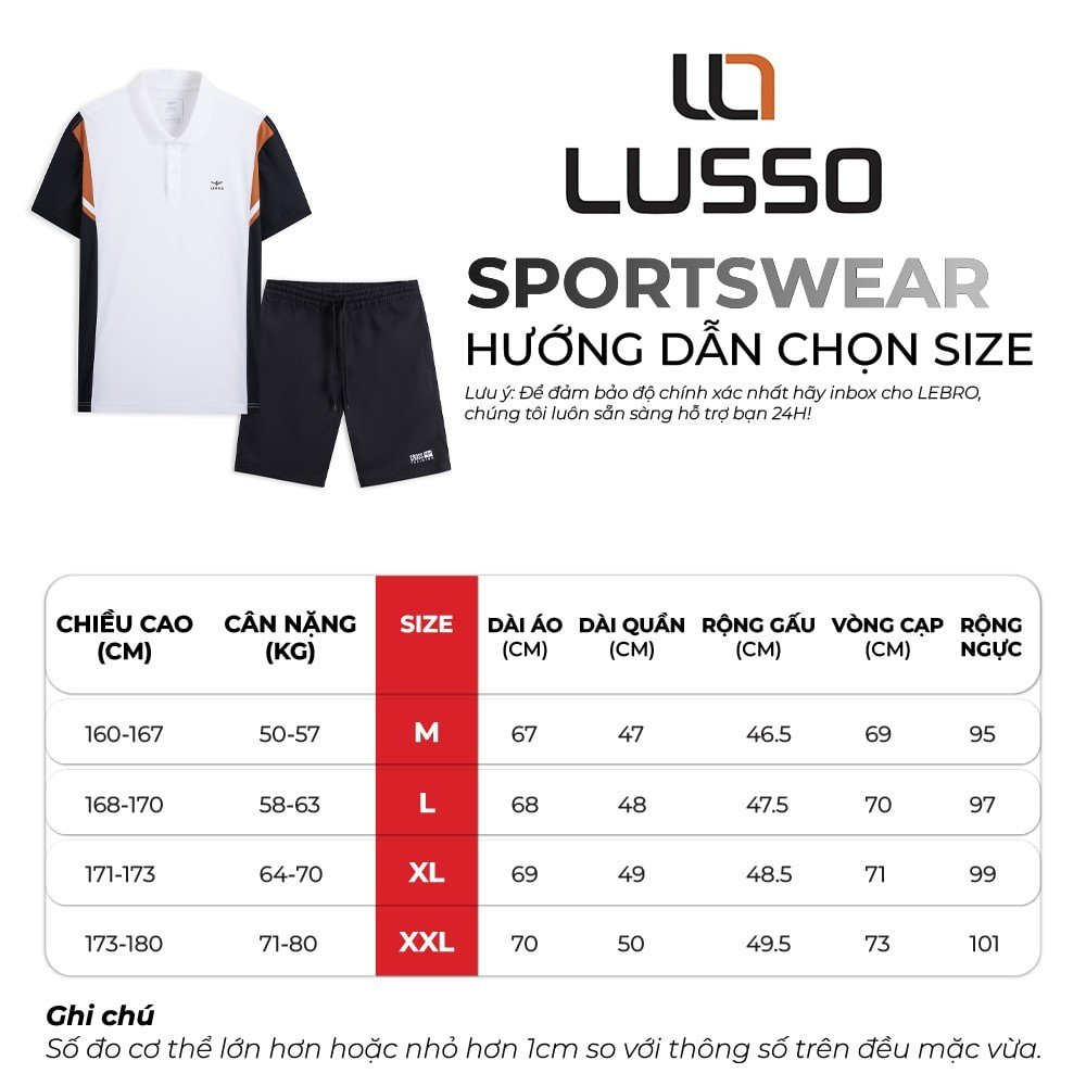 Bộ Quần Áo Thể Thao Nam Mùa Hè LUSSO, Vải Cotton CVC Co Giãn Thoáng Khí, Có Cổ, Thấm Hút Mồ Hôi BTT23-003