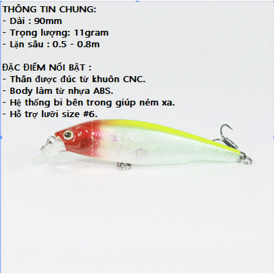 Mồi câu cá chuyên câu cá chẽm Hirushima M-Le 90 Hita lure phân phối