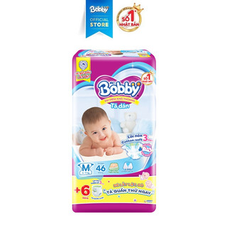 Tã dán bobby size m 46 miếng tặng 6 miếng