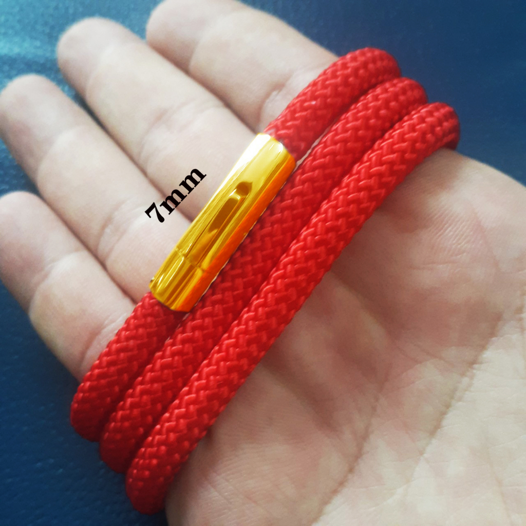 Dây chuyền dù Thái cao cấp màu đỏ khóa titan vip màu vàng siêu đẹp, siêu sang - Đem lại may mắn cho người đeo