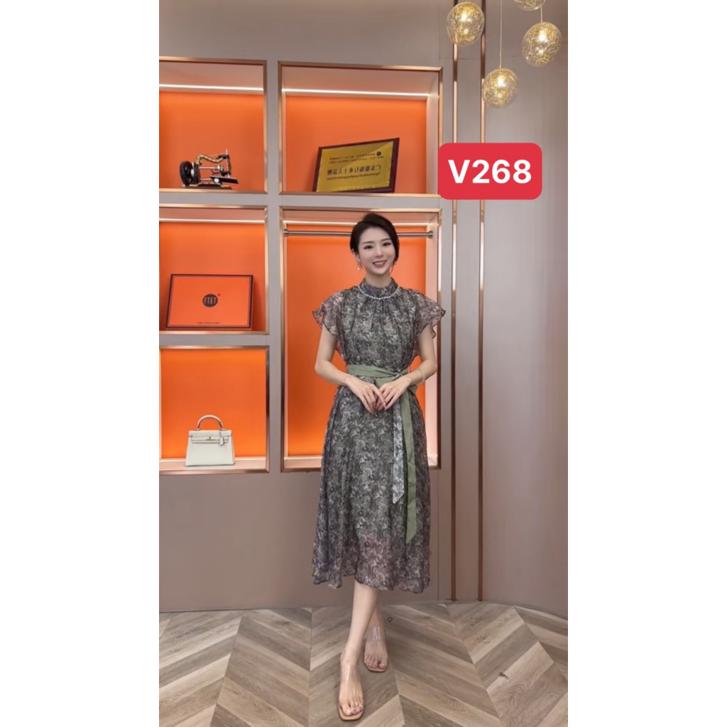 Đầm hoa rêu thiết kế V268 - QUEEN FASHION