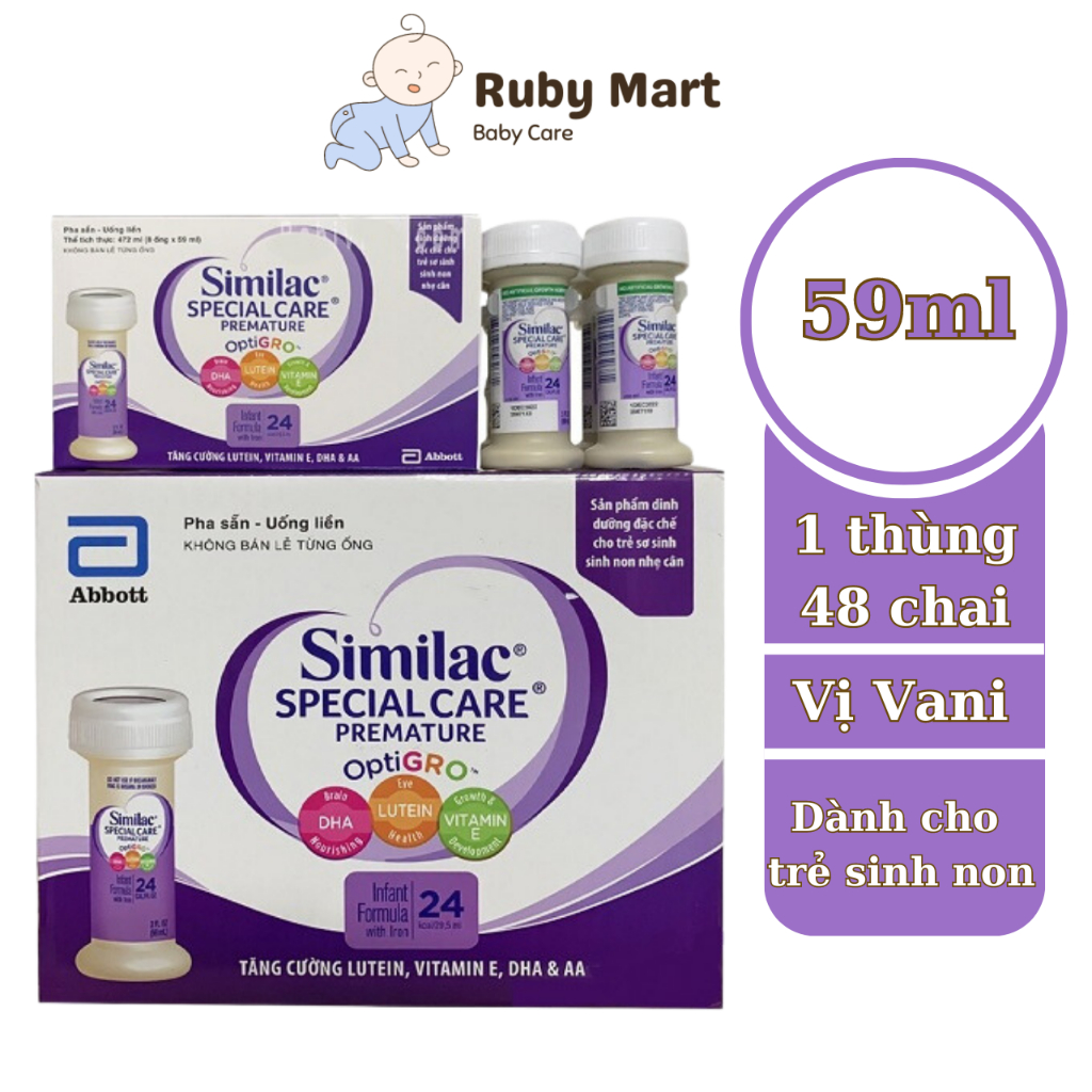 Thùng 48 chai sữa nước Similac Special Care 24 kcal Tăng Cường Dành Cho Trẻ Sơ Sinh Sinh Non Nhẹ Cân 59ml