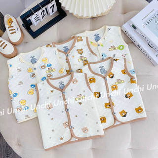 Áo gile Unchi chất xốp mỏng nhẹ hoạ tiết gấu nhỏ cho bé