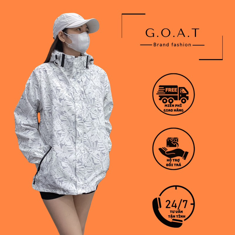 Áo Gió Cải tiến Chốt Cổ Hot trend | hoạ tiết in hình lá trầu bà độc đáo