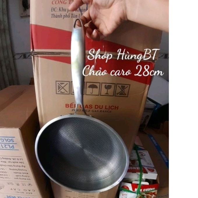 CHẢO CHỐNG DÍNH TỔ ONG INOX 28 CM( Dùng được bếp từ)