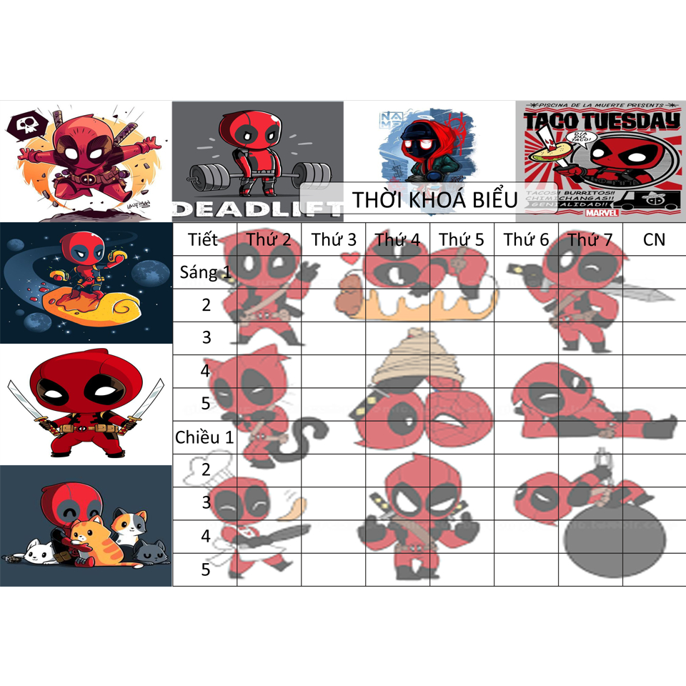 Thời Khoá Biểu siêu anh hùng TKB11 A5
