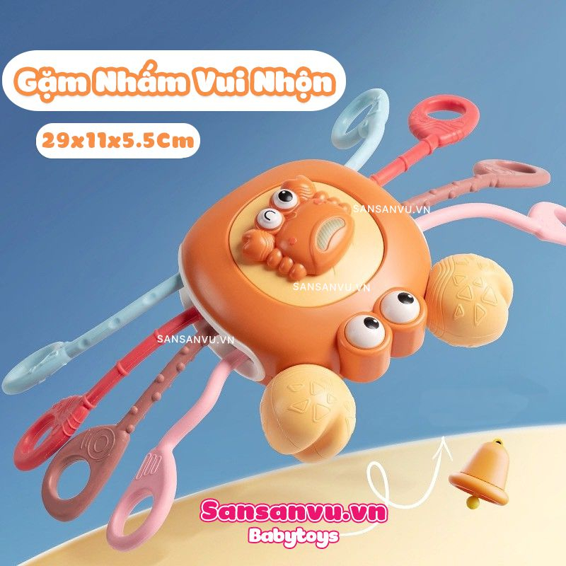 Đồ Chơi Con Cua Montessori Rút Dây Silicone Luyện Trí Thông Minh, Vận Động Tinh Cho Bé