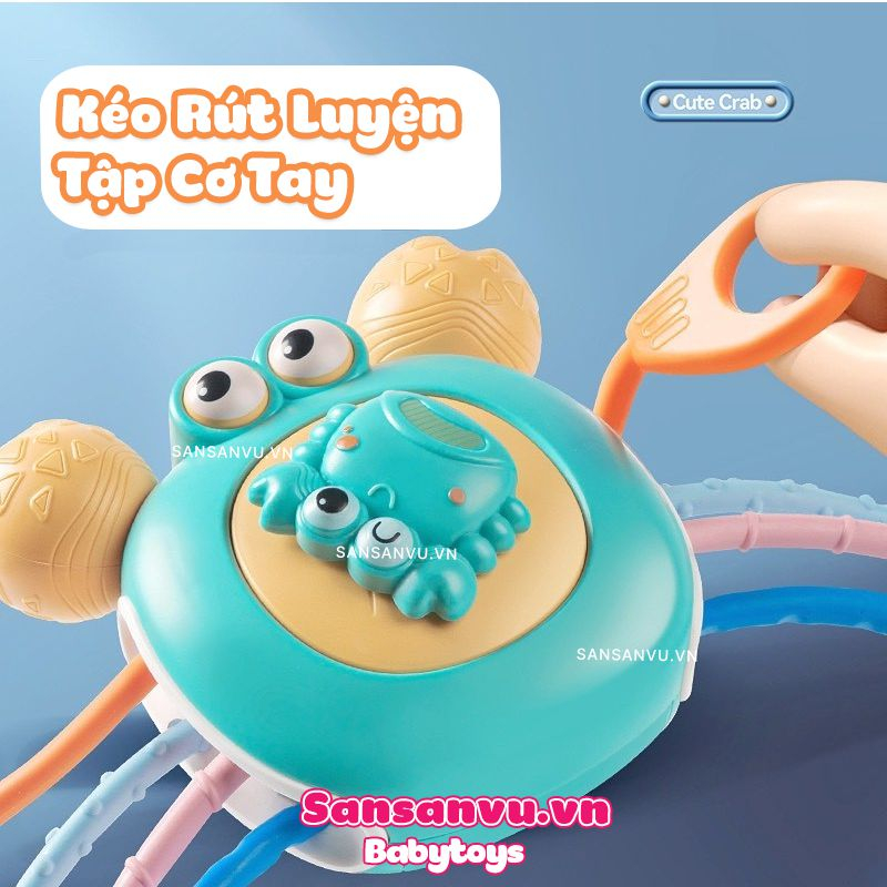 Đồ Chơi Con Cua Montessori Rút Dây Silicone Luyện Trí Thông Minh, Vận Động Tinh Cho Bé