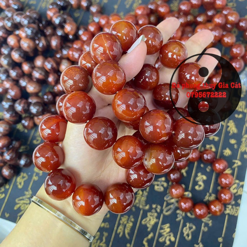 Vòng tay đá mã nao đỏ cam 20mm to đẹp liền mịn 5a kiểm định