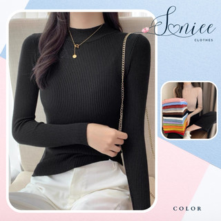  Áo len tăm nữ cổ lọ Quảng Châu áo len tăm lông thỏ cao cổ giữ nhiệt cho nữ Saniee Clothes 