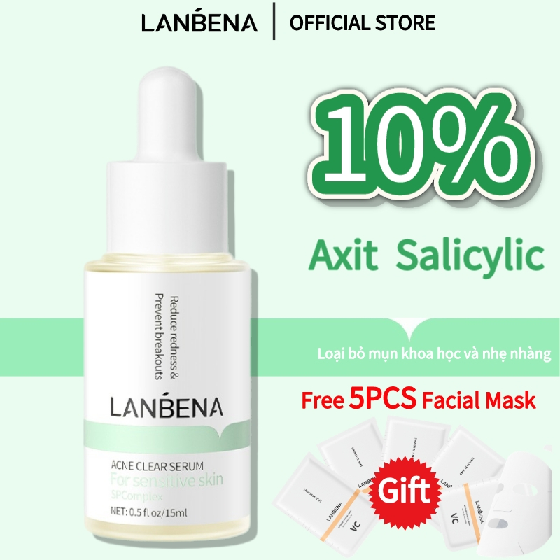 Lanbena 10% Axit Salicylic, Mụn Trứng Cá, Mụn Đầu Đen, Mụn Nhọt, Mụn Trứng Cá Tinh Chất Dưỡng Ẩm Kiểm Soát Dầu