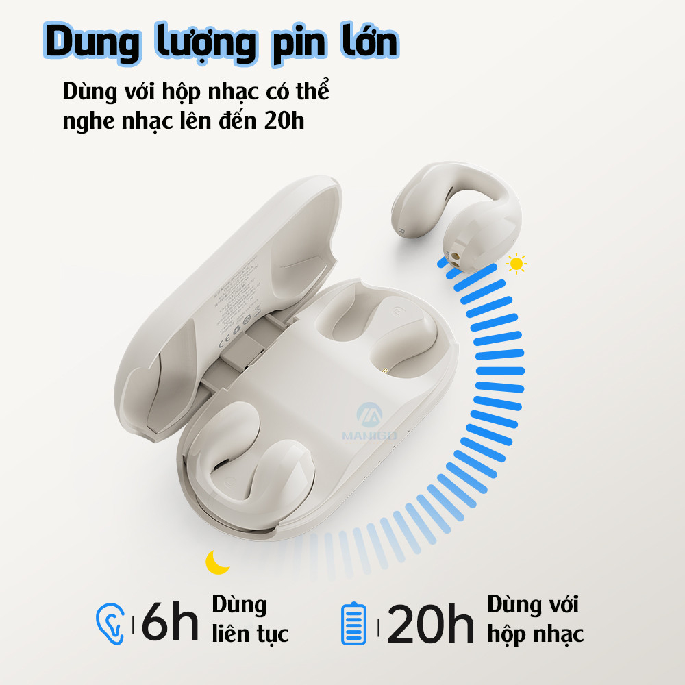 Tai nghe Bluetooth không dây kẹp tai TWS Rockspace Sound EarCuffs nghe nhạc lên đến 20h Hàng chính hãng BH 12 tháng