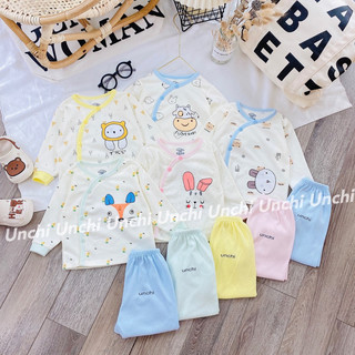 Bộ cotton nỉ mỏng thu đông Unchi cho bé yêu