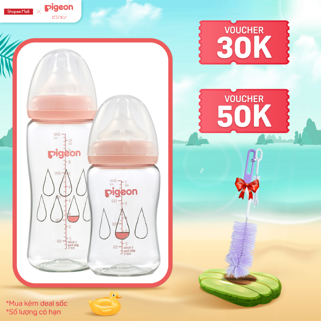 Bình sữa Pigeon Softouch T-Ester Plus – Giọt sương 200ml/300ml A7