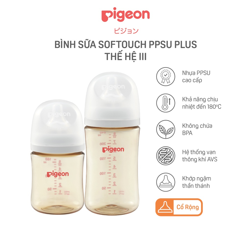 Bình Sữa Softouch PPSU Plus Japamaka thế hệ III 160ml/240ml A6