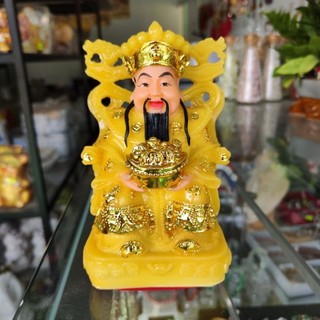 Tượng Thần Tiền Bằng Đá Đúc cao 15cm màu vàng
