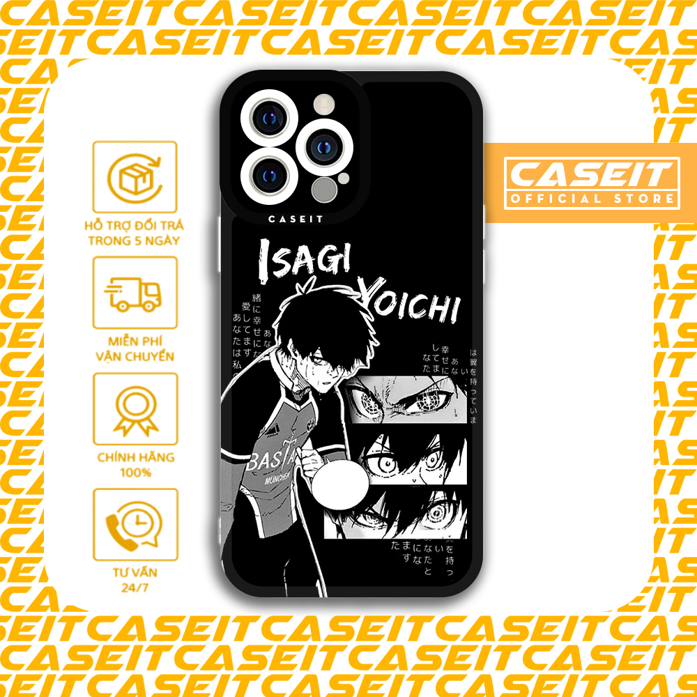 Ốp lưng iphone cạnh vuông Caseit Anime Blue Lock Isagi Yoichi đen trắng 8/8plus/x/xs/11/12/13/14/pro