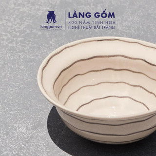 Bát ăn cơm lòng xoắn, chén gia vị miệng tròn vẽ hoa văn lòng xoắn chỉ đen - gốm sứ Bát Tràng cao cấp - LÀNG GỐM