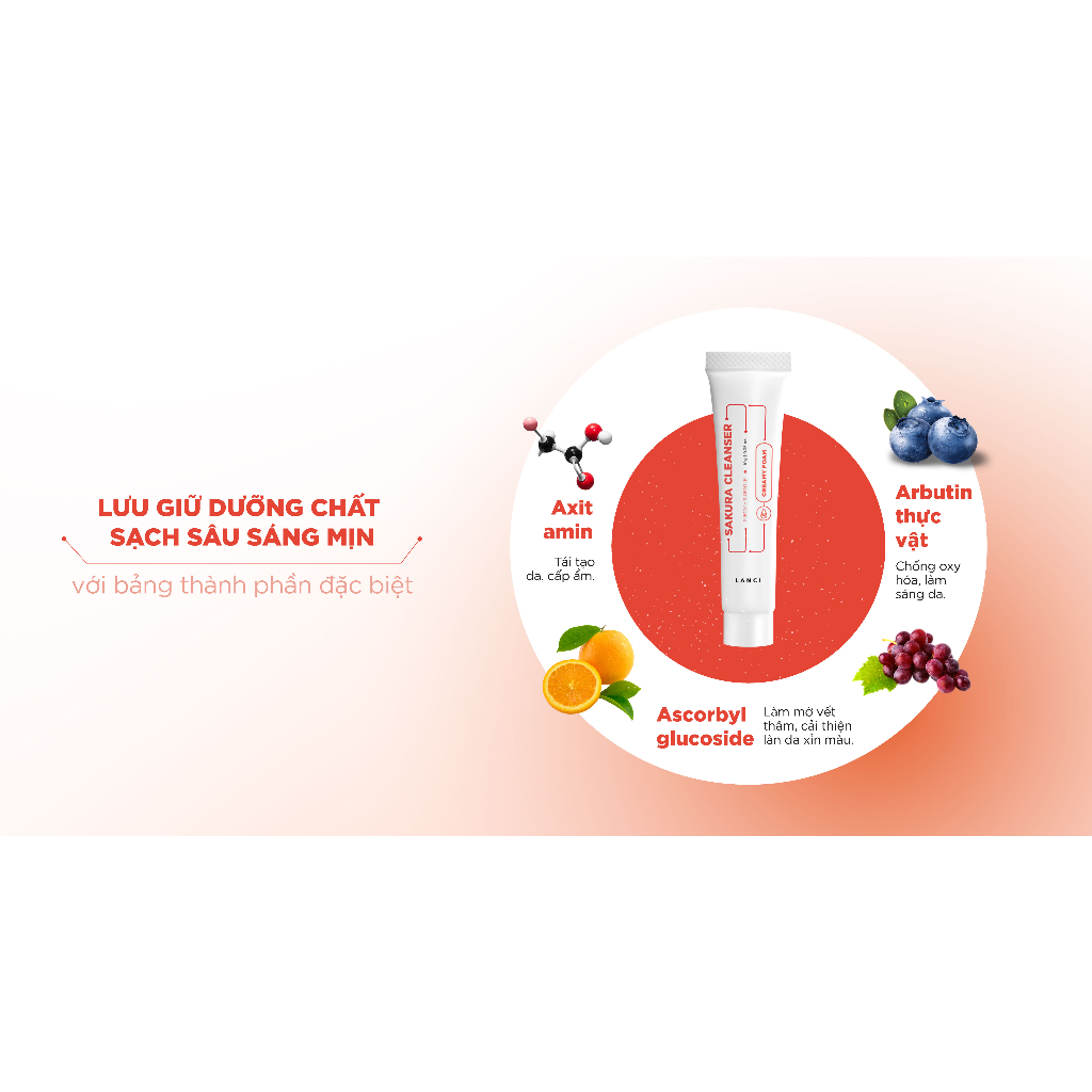 Minisize Sữa Rửa Mặt Dịu Nhẹ LANCI Sakura Cleanser 10ml