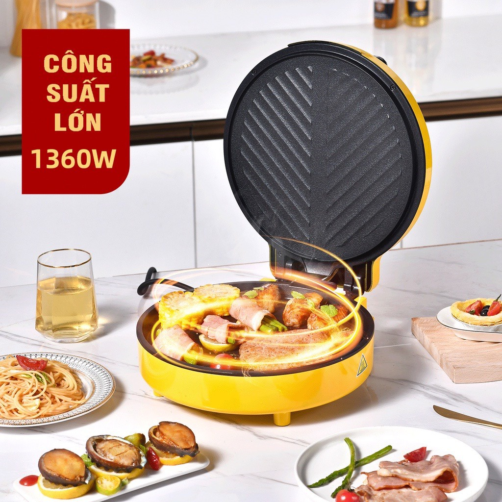 Chảo nướng điện chống dính 2 mặt CÁT Á - Máy kẹp nướng Bánh mì, chiên, rán làm bánh pancake - BH 12 tháng