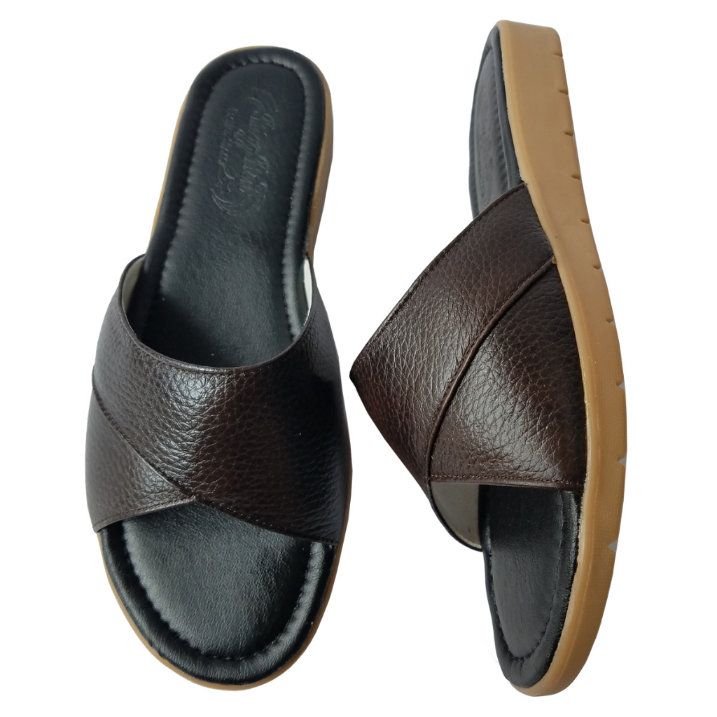 Dép Nữ Quai Ngang Da Bò Thật BIGGBEN Cao 3 Phân HKD720