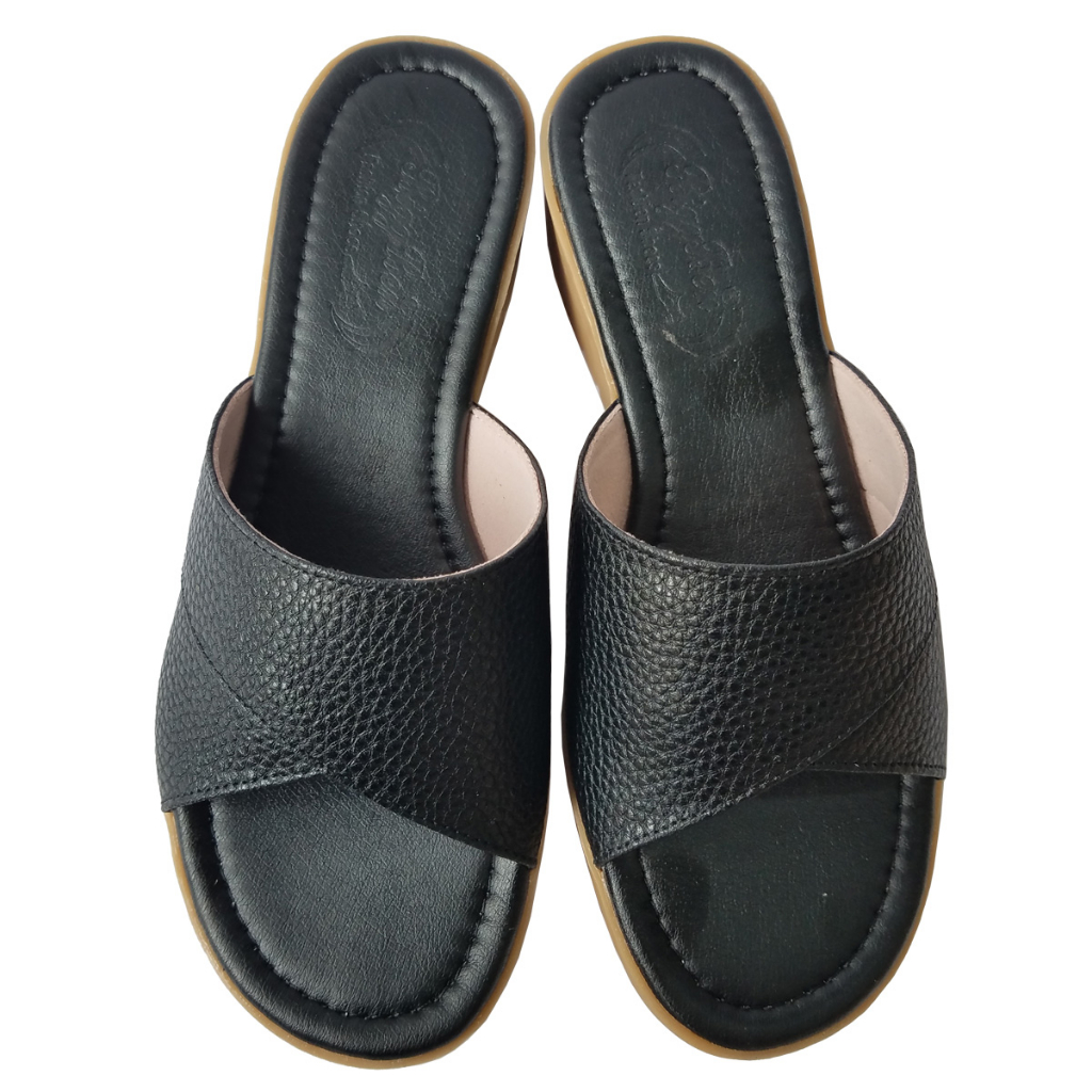 Dép Nữ Quai Ngang Da Bò Thật BIGGBEN Cao 3 Phân HKD720