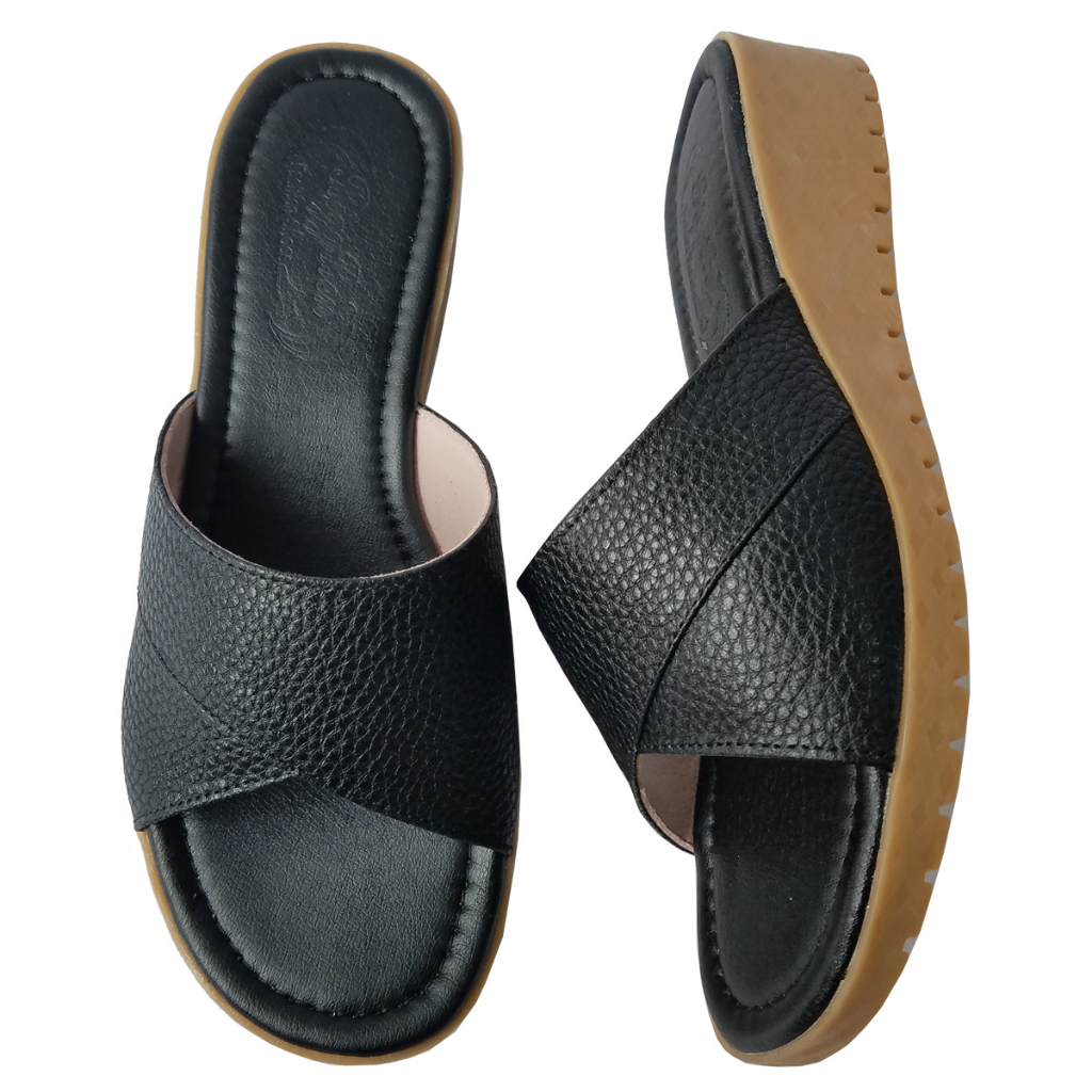 Dép Nữ Quai Ngang Da Bò Thật BIGGBEN Cao 3 Phân HKD720