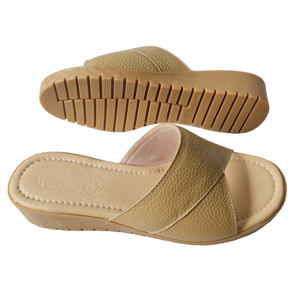 Dép Nữ Quai Ngang Da Bò Thật BIGGBEN Cao 3 Phân HKD720