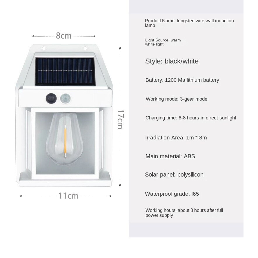 Đèn năng lượng mặt trời sân vườn gắn Ánh sáng + Cảm biến cơ thể bậc cầu thang lan can hàng rào led