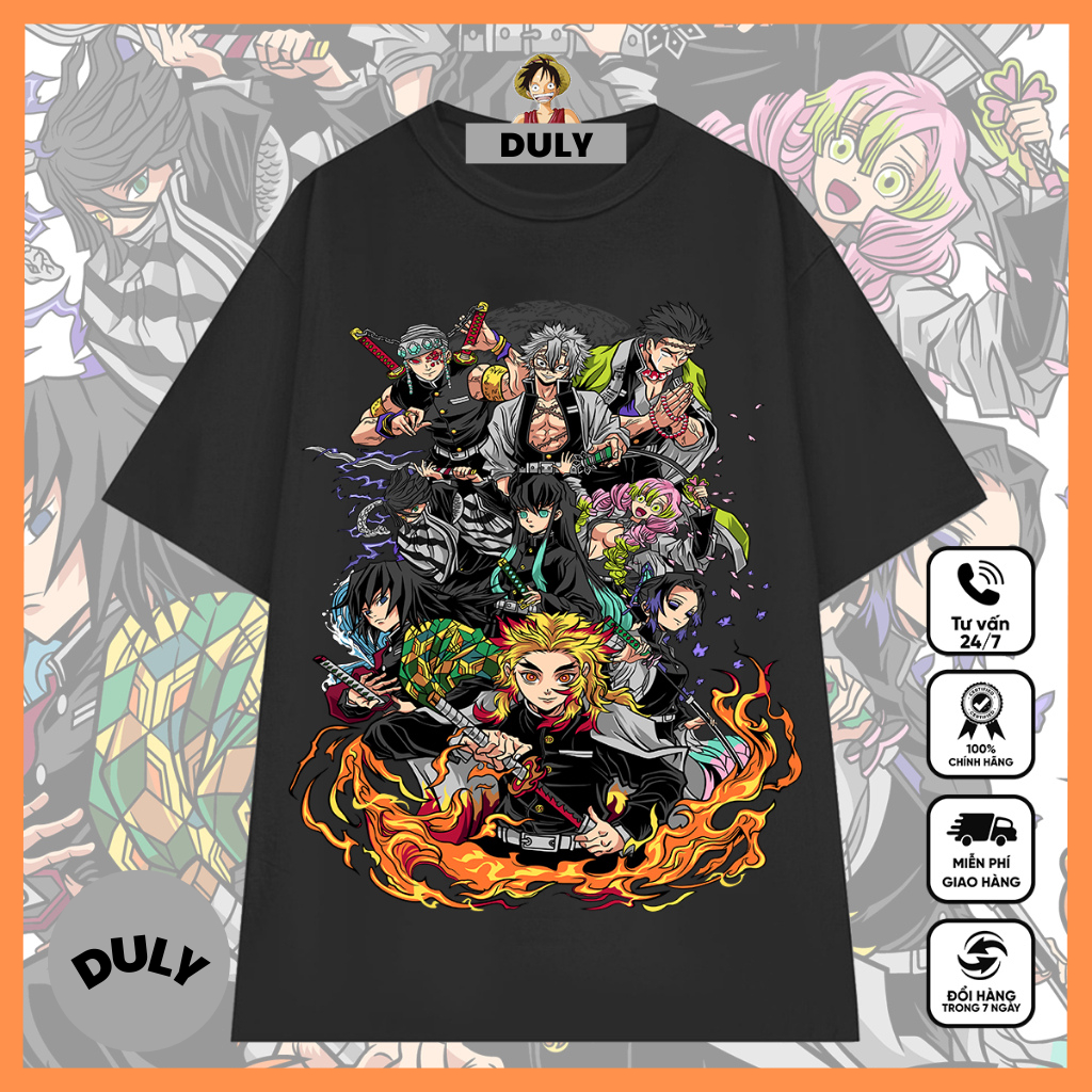 Áo thun Demon Slayer, Áo Anime thanh gươm diệt quỷ hình in sắc nét, Chất cotton co dãn thoáng mát