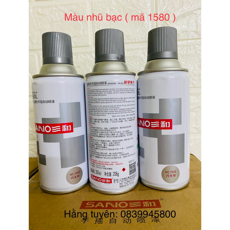 12 lon SƠN SANO màu nhũ bạc 1580, 1lon 350ml