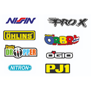 Decal sticker dán xe máy nhiều hình, tem dán trang trí xe máy mẫu No-Toil, OGIO, Nitron, OhLins, PROX,...
