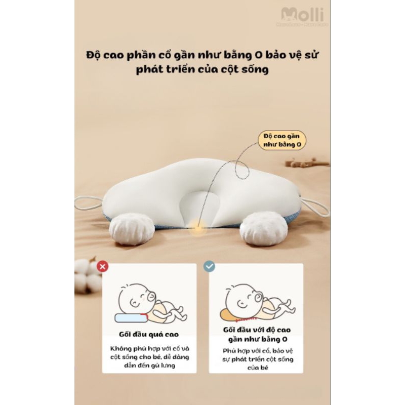 GỐI CHẶN CHỮ U CHỐNG GIẬT MÌNH MOLI CHO EM BÉ, TRẺ NHỎ SƠ SINH
