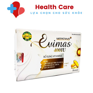 Viên uống đẹp da Vitamin E, dầu hoa anh thảo, lô hội Medstand Evimas 400IU- Hộp 30 Viên