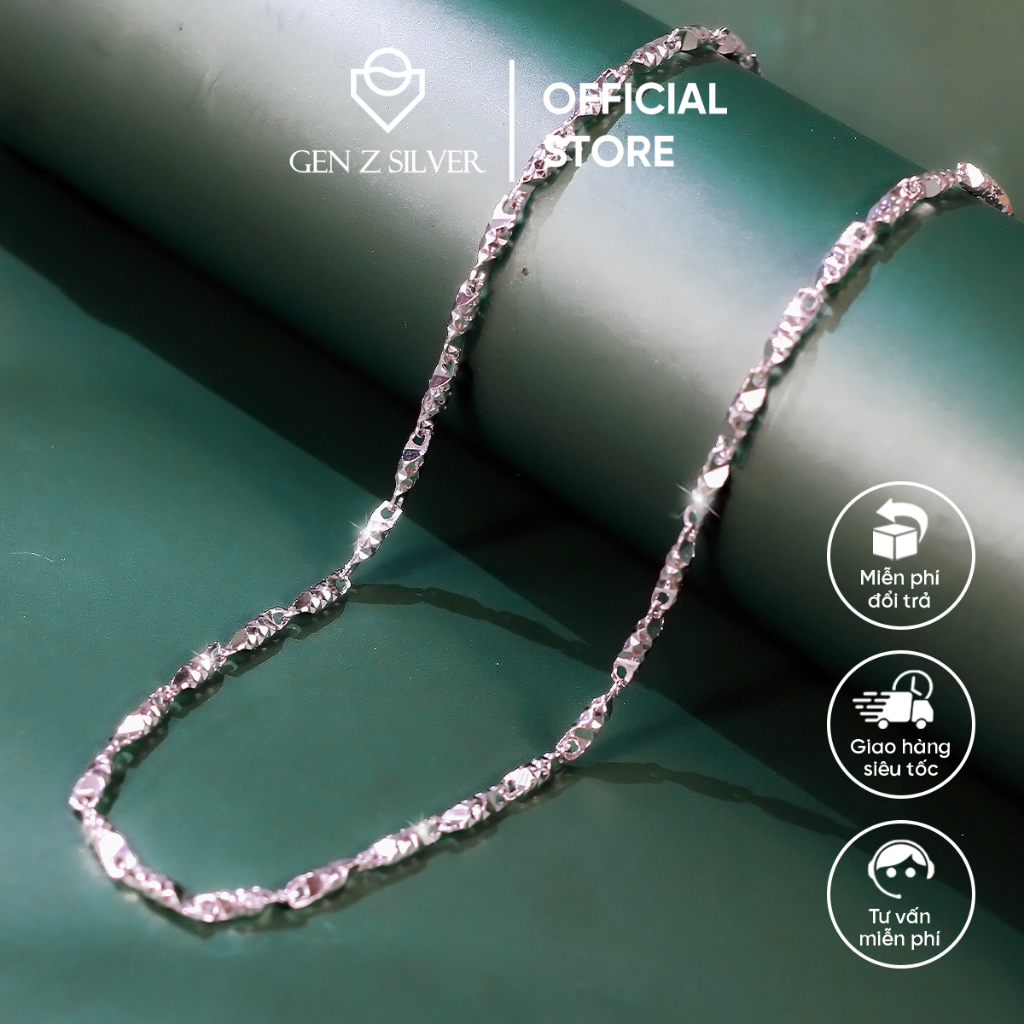 Dây chuyền bạc 925 xi bạch kim Gen Z Silver dạng ống - sợi máy chắc bền bản DCZ10818501