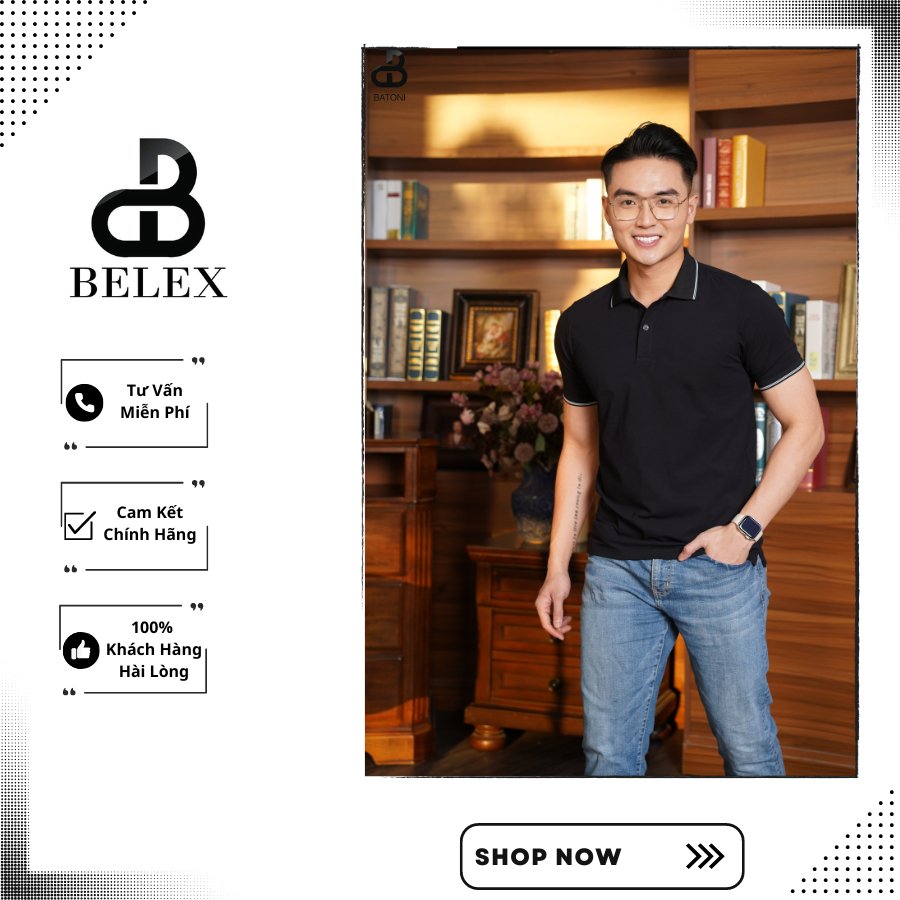 Áo Polo Nam BELEX, Polo Vải Cotton Mềm Mịn, Thoáng Mát, Thấm Hút Nhanh, Chống Nhăn , Polo Belex