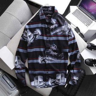 SALE SALE Áo sơ mi tay dài họa tiết 3d bigsize nam thời trang cỡ đại 130kg