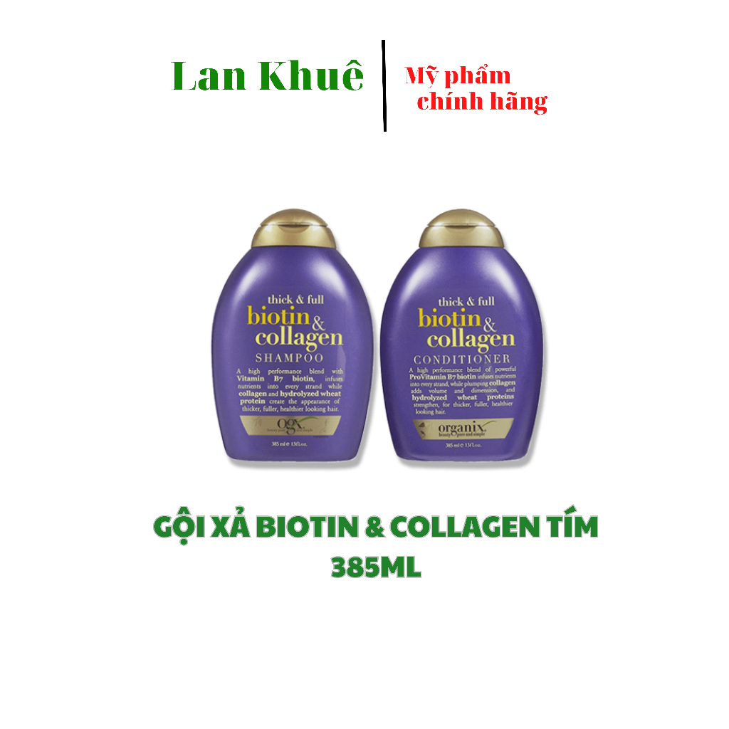 ( Chuẩn bill mỹ) GỘI ( HOẶC XẢ)  BIOTIN & COLLAGEN TÍM 385ML
