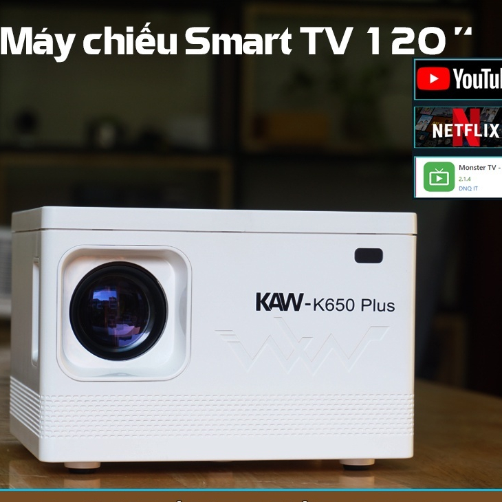 Máy chiếu mini Kaw K650 Plus - Hàng Chính Hãng, Độ Phân Giải 1080P, Âm Thanh Audio Sắc Nét, Bảo hành 1 đổi 1