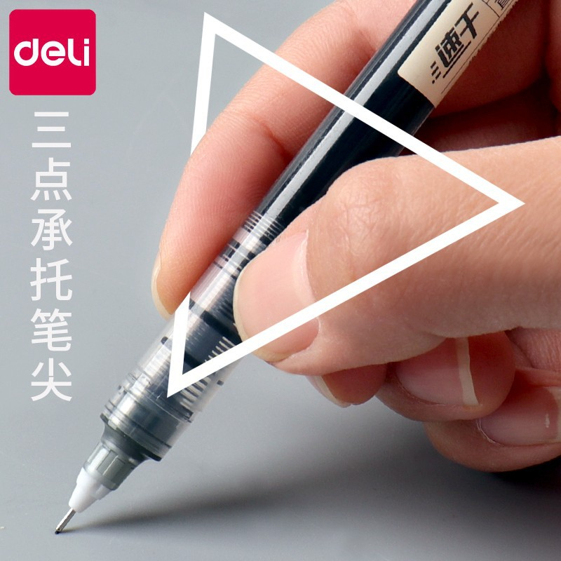 Bút Nước Gel Deli S856 Bút Thẳng Dung Lượng Lớn 0.5mm Viết Bút Trung Tính Bút Nước Màu Đen Xanh Đỏ