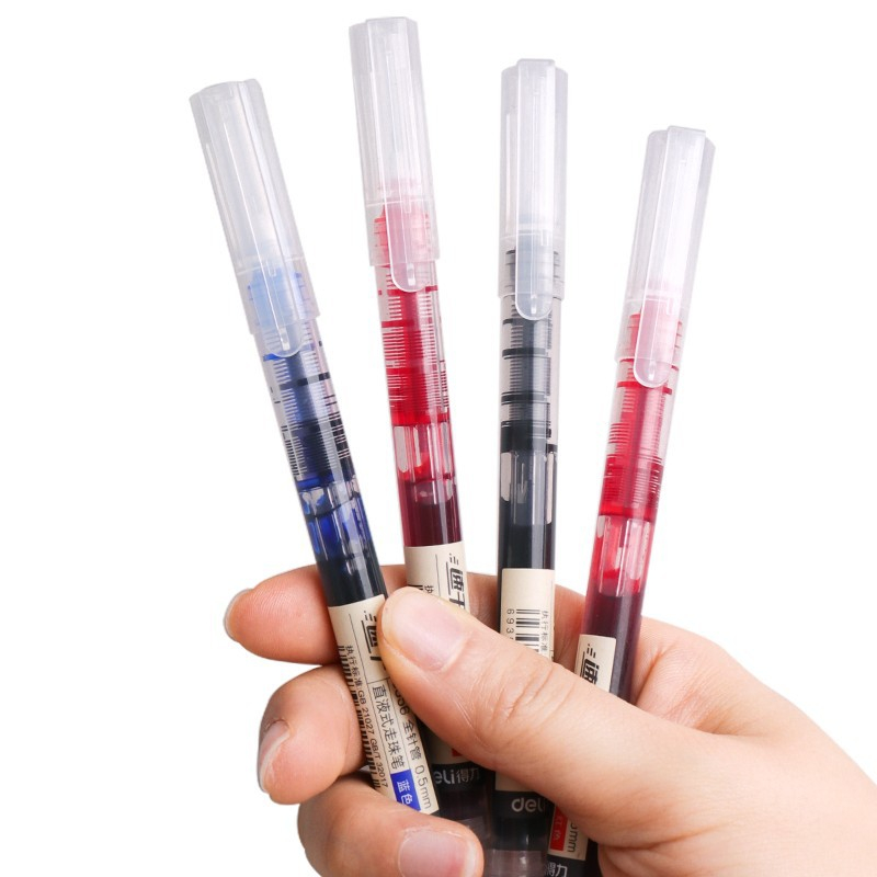 Bút Nước Gel Deli S856 Bút Thẳng Dung Lượng Lớn 0.5mm Viết Bút Trung Tính Bút Nước Màu Đen Xanh Đỏ