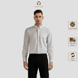 Áo sơ mi nam dài tay giấu nẹp chất liệu bamboo cao cấp màu trắng vải sợi tre chống nhăn tốt form slimfit