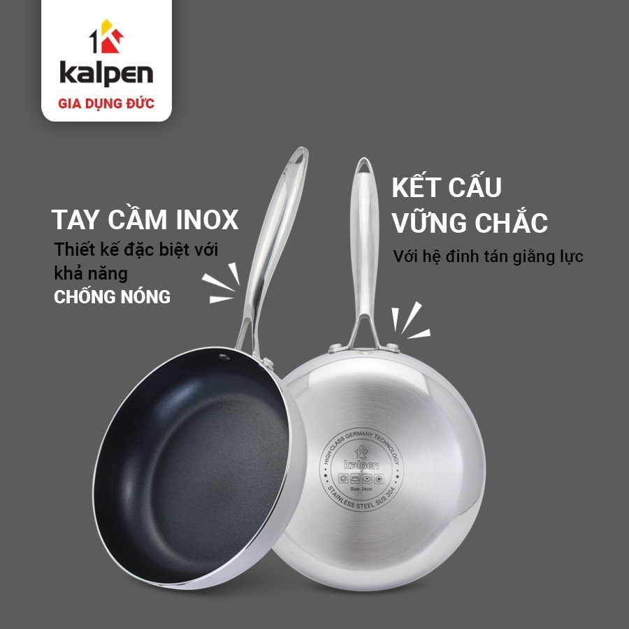 Chảo Inox 3 Lớp Liền Khối Chống Dính Kalpen Kazler