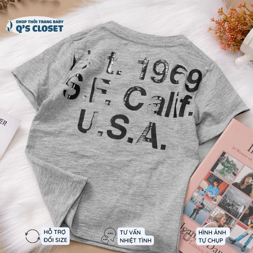 Áo thun in hình cổ tròn tay ngắn chất vải cotton xược thoáng mát dành cho bé từ 10kg-trên 40kg