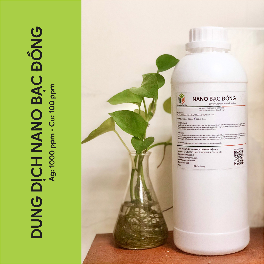 Dung dịch NANO BẠC ĐỒNG - Ag (1000ppm) Cu (100ppm) - 1 LÍT - Diệt nấm, vi khuẩn, virus gây bệnh trên cây trồng, vật nuôi