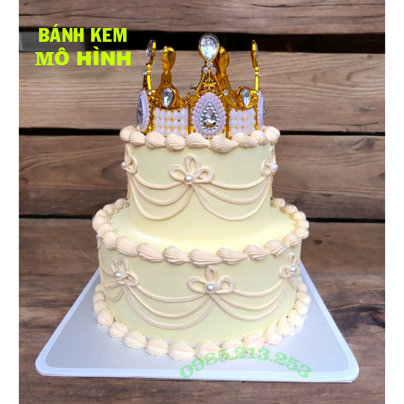 Bánh kem 2 tầng vương miện chụp ảnh cực đẹp, bánh sinh nhật 2 tầng vương miện