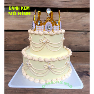 Bánh kem 2 tầng vương miện chụp ảnh cực đẹp, bánh sinh nhật 2 tầng vương miện