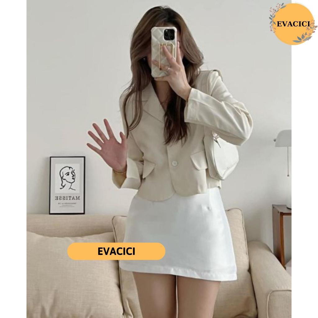 [Ảnh thật/Sẵn] Áo blazer dáng ngắn croptop dài tay 2 lớp ulzzang