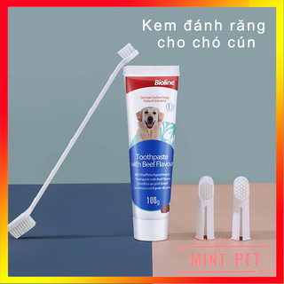 Bộ Kem Đánh Răng Kèm Bàn Chải Cho Chó và Thú Cưng Tuýp 100g #MintPet